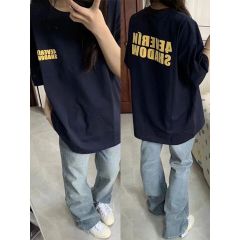 鲁雅尔字母印花短袖T恤女夏季新款韩系ins纯棉打底衫美式复古内搭上衣服 藏青色 L 建议100斤到120斤                
                收藏 L 建议100斤到120斤