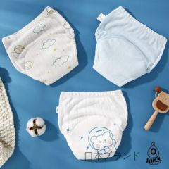 日本宝宝如厕训练裤婴儿夏季款防尿布兜戒尿布湿神器可洗隔尿裤 医学级纱-女宝卡通 3条装 适合15个月 医学级纱-宇宙小熊 3条装 适合6-15个月16-24斤