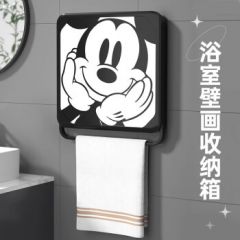 伊思家浴室置物架洗澡放衣服神器厕所壁画收纳箱折叠防水盒卫生间小壁柜 【升级提手水晶款】黑框米奇                
                收藏 【升级提手水晶款】黑框米奇