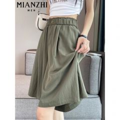 棉致冰丝高腰阔腿短裤女夏季薄款2025新款宽松中裤五分裤休闲裤子女 1560咸绿色【高品质18.5】 L 100-115斤                
                收藏 L 100-115斤 1560咸绿色【高品质18.5】